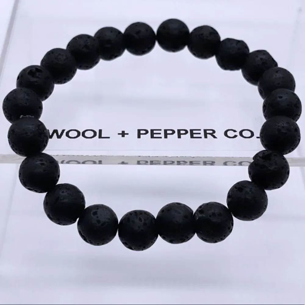 Wool + Pepper Co. Mens Lava Rocks Black Bracelet